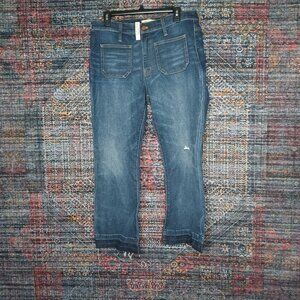 MadeWell womens womens dark wash Cali Demi boot frayed jeans 31x26 J7185 NWT